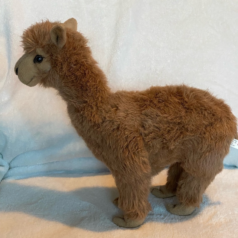 2001 Hansa Alpaca Brown Stuffed Animal Realistic Plush 11 Inch Vintage soft
